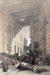 Bazaar van de zijdehandelaren, Caïro, uit Egypte en Nubië, Vol.3 door David Roberts